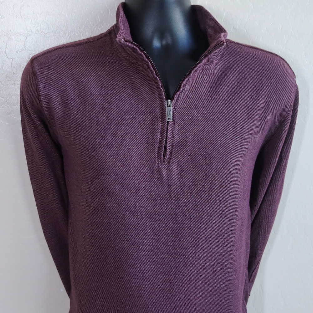 Rodd & Gunn Quarter Zip Pullover Mens Large Burgundy Cotton Twill‎ Elbow Patches